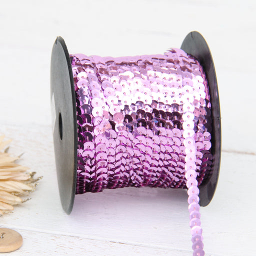6MM Sequin String 80YD Roll - Pink Faceted Metallic —